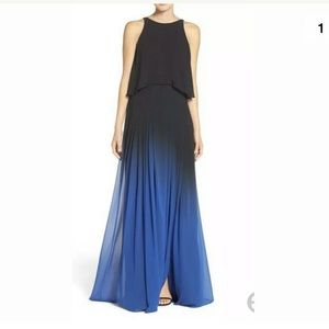 ❤sold ❤Halston Heritage Black Blue Silk Ombre Gown